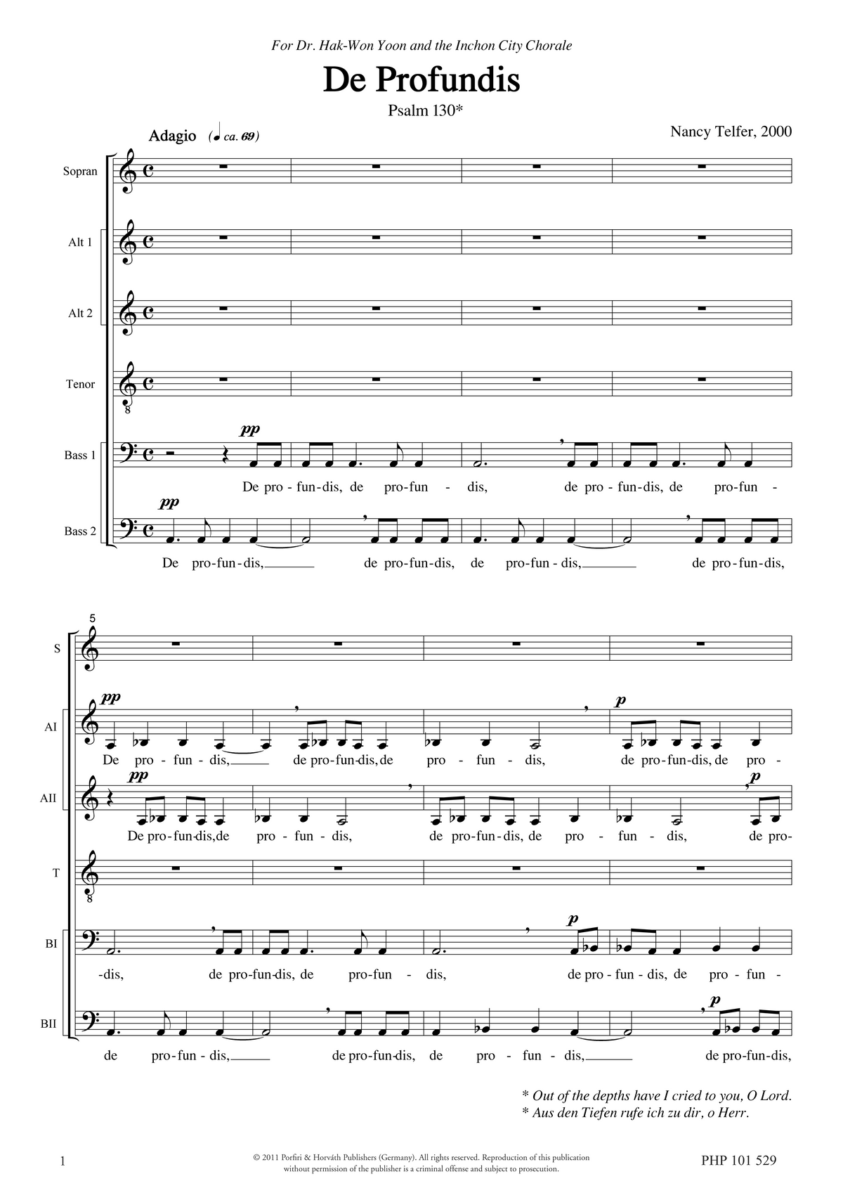 Nancy Telfer: De Profundis (SSAATTBB)