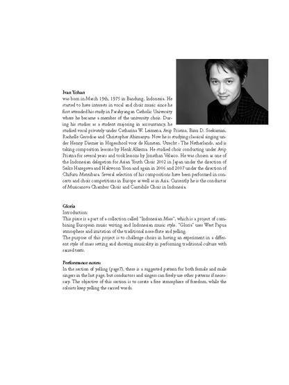 Ivan Yohan: Gloria (SATB)