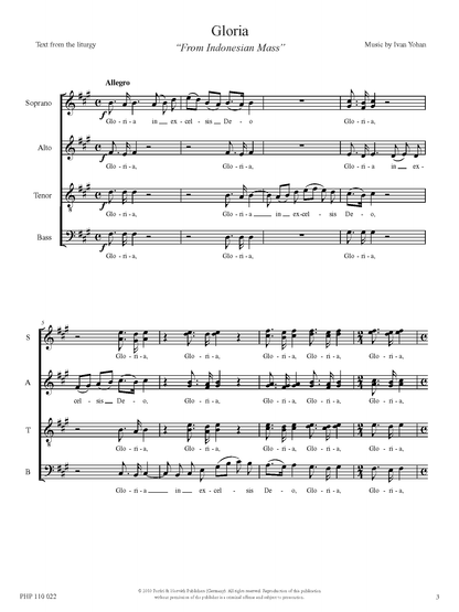 Ivan Yohan: Gloria (SATB)