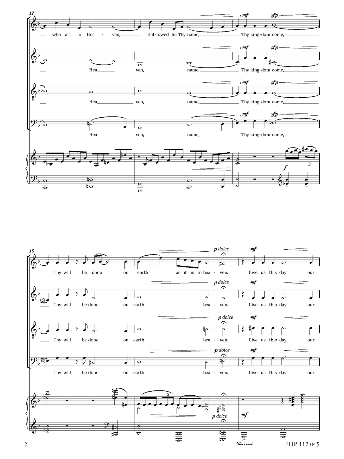 Warren Lee: The Lord’s Prayer (SATB, zongora)