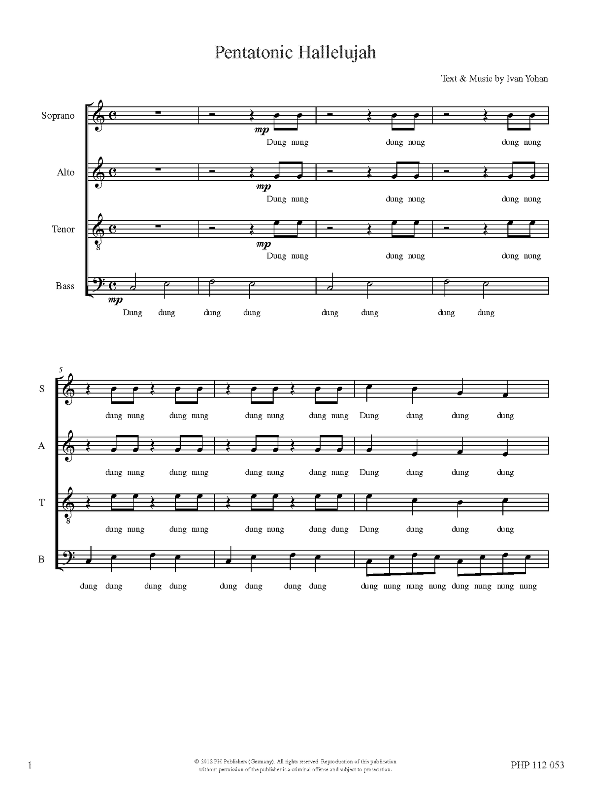Ivan Yohan: Pentaton Hallelujah (SATB)