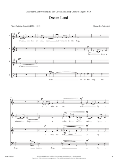 Ivo Antognini: Dream Land (SATB)