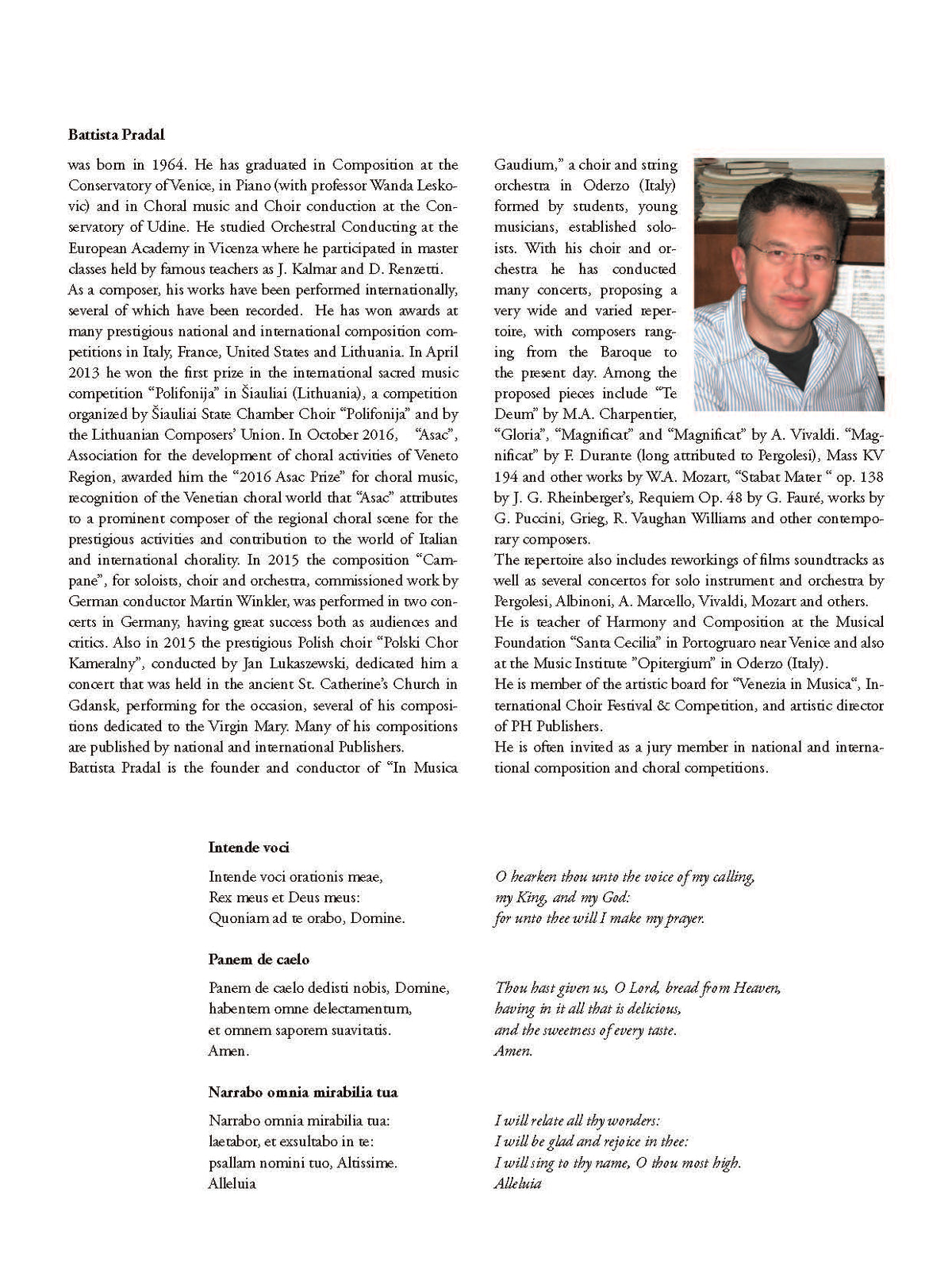 Battista Pradal: Three Sacred Pieces (SATB)