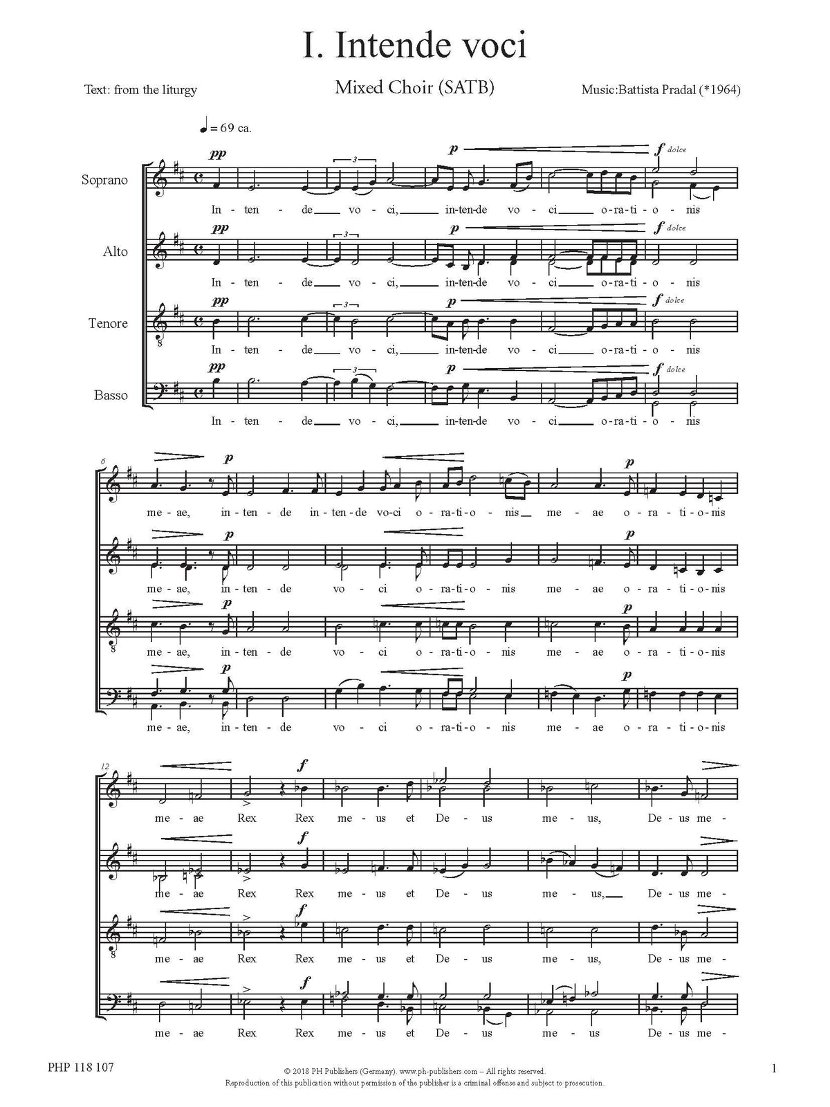 Battista Pradal: Three Sacred Pieces (SATB)