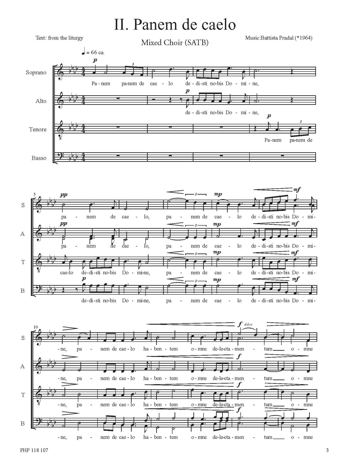 Battista Pradal: Three Sacred Pieces (SATB)