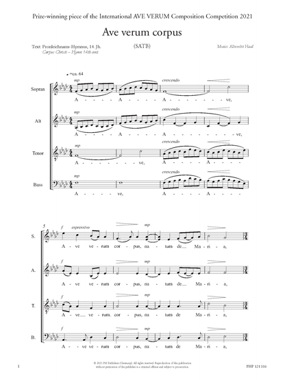 Albrecht Haaf: Ave verum corpus (SATB)