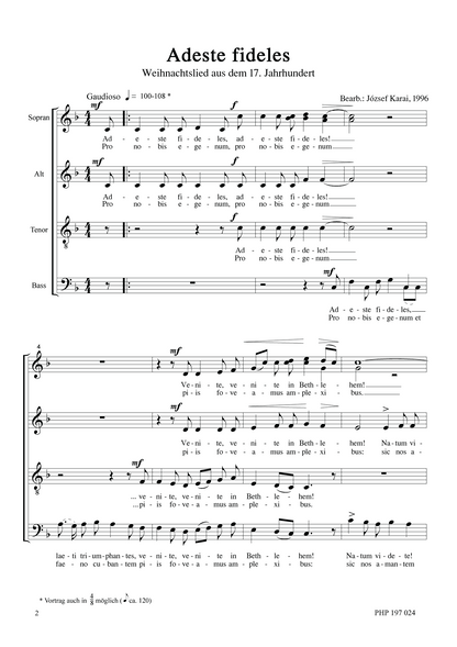 József Karai: Adeste Fideles (SATB)