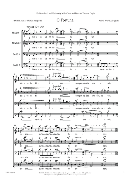 Ivo Antognini: O Fortuna (TTBB)