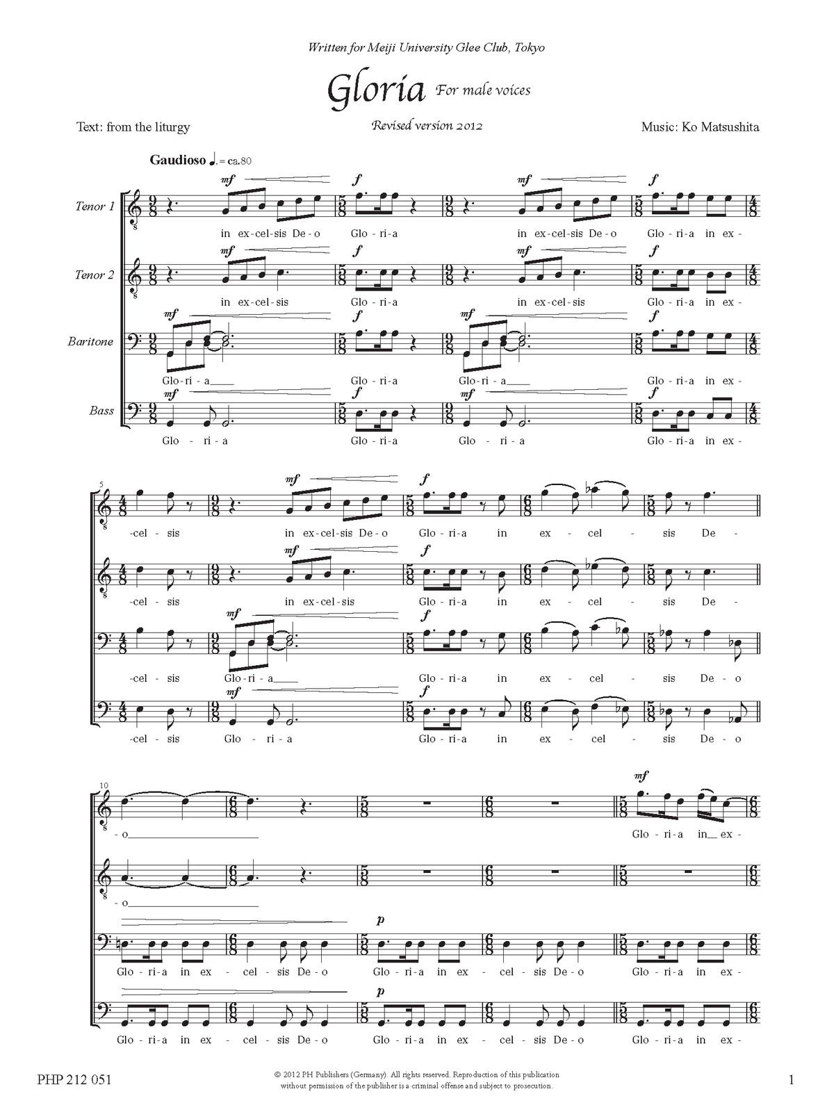 Ko Matsushita: Gloria (TTBB)