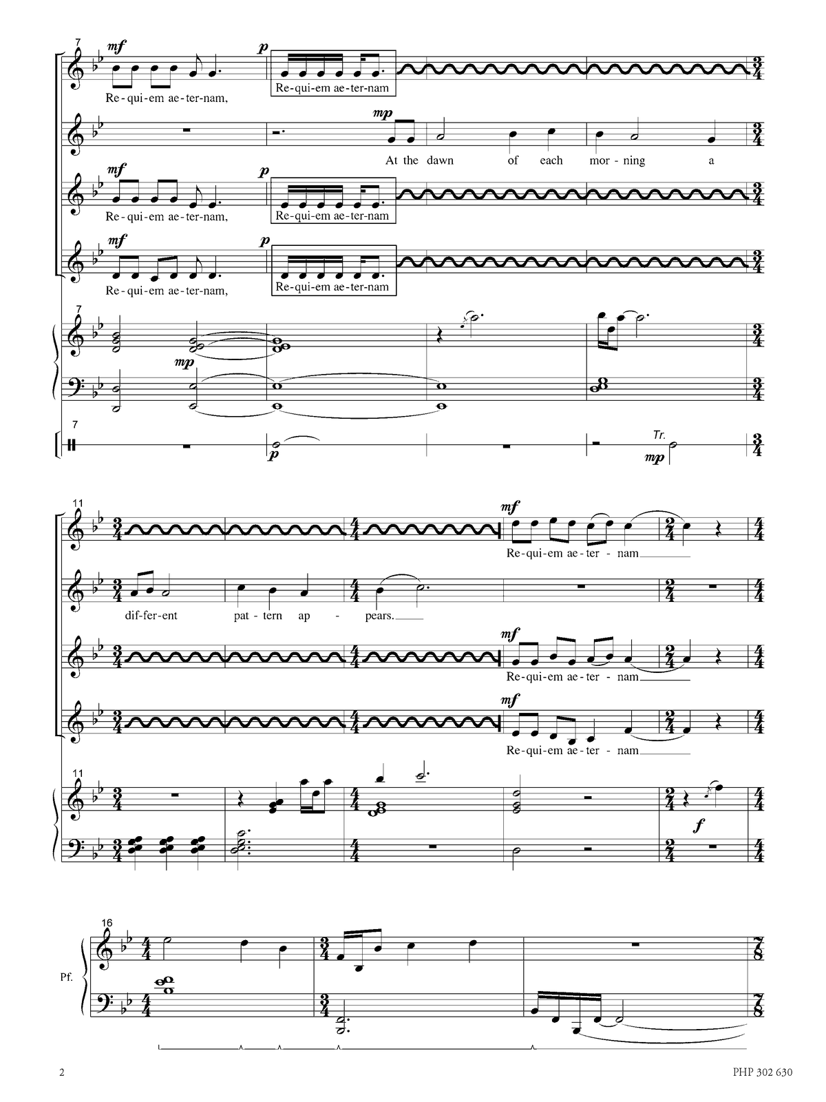 Nancy Telfer: Requiem aeternam (SSAA, zongora, ütőshangszer)