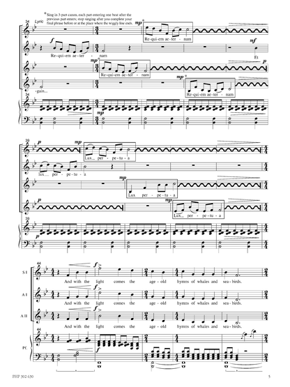 Nancy Telfer: Requiem aeternam (SSAA, zongora, ütőshangszer)