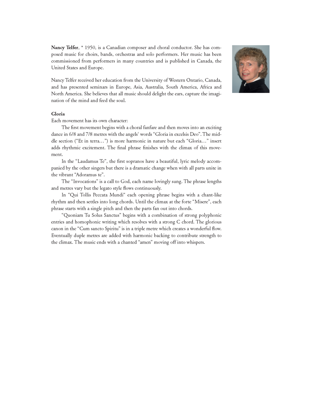 Nancy Telfer: Gloria (SSA)