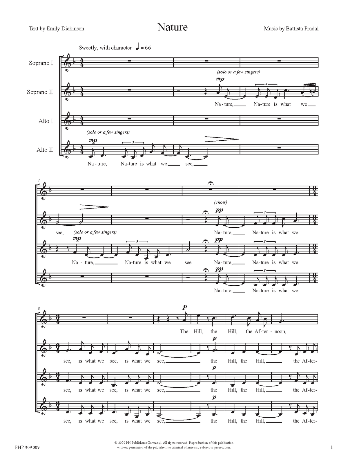 Battista Pradal: Természet (SSAA)