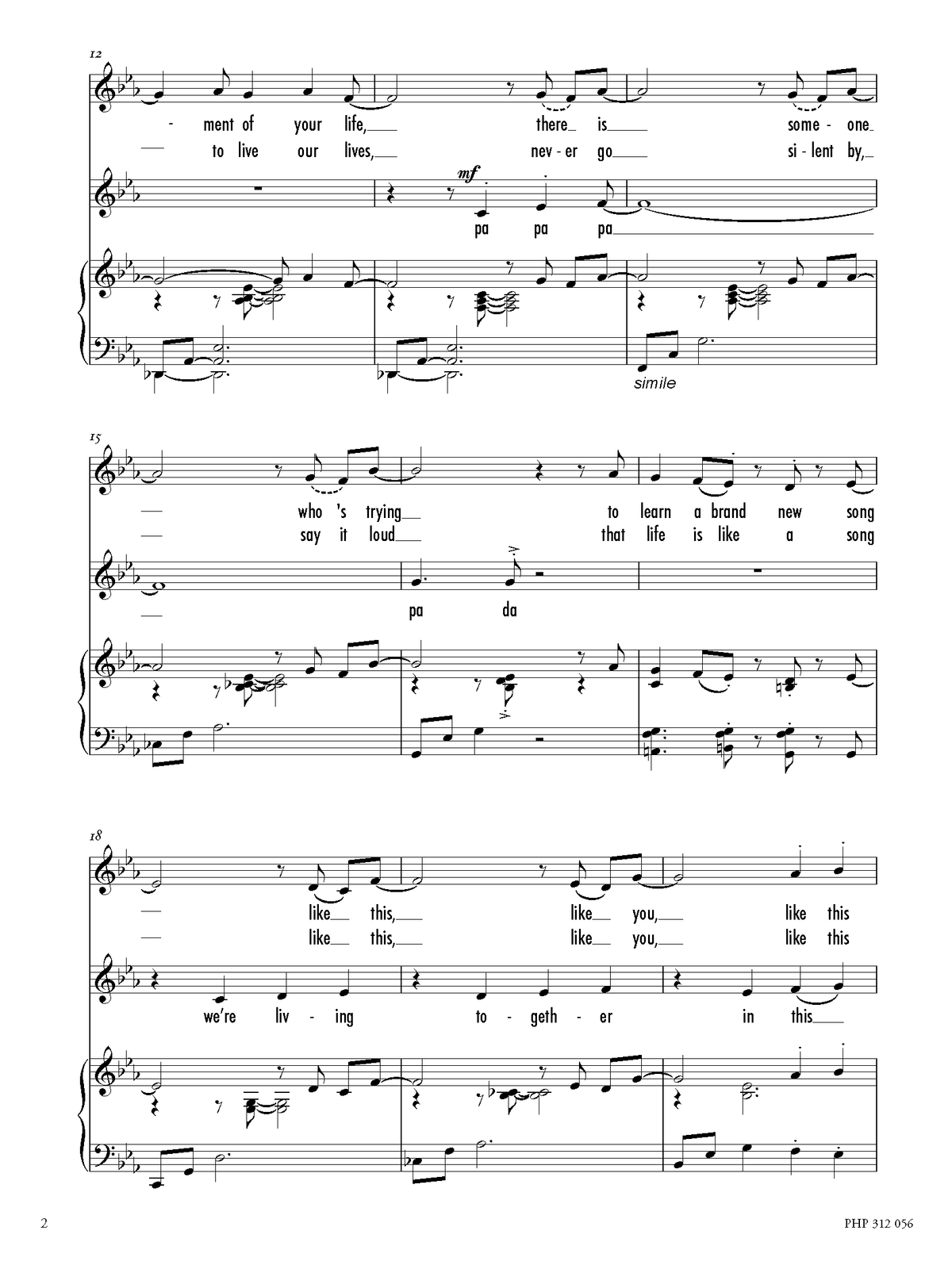 Ivo Antognini: This Song (SA, zongora)