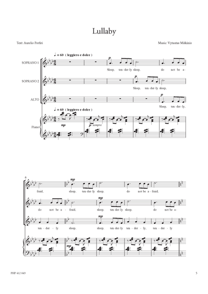 Vytautas Miškinis: Child Heart (SSA, zongora)