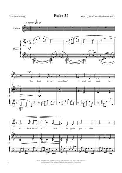 Ruth Watson Henderson: Psalm 23 (egyszólamú, zongora)