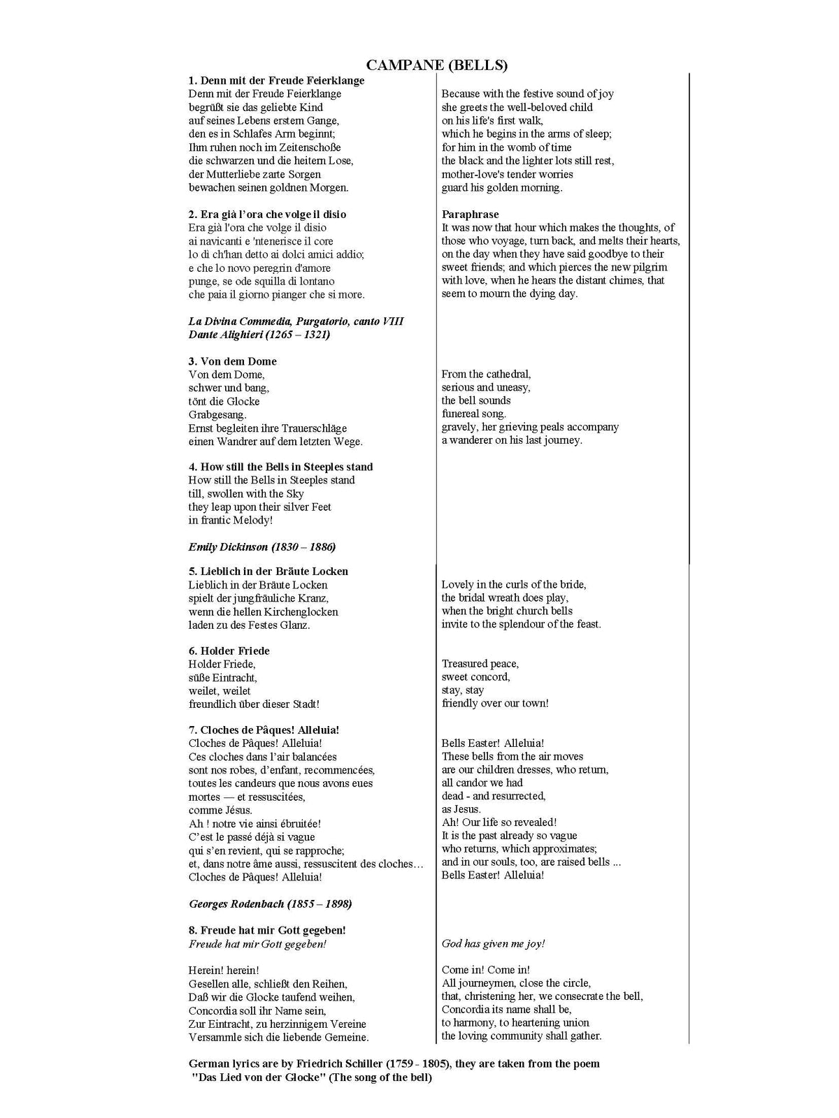 Battista Pradal: Campane (SATB, zenekar)
