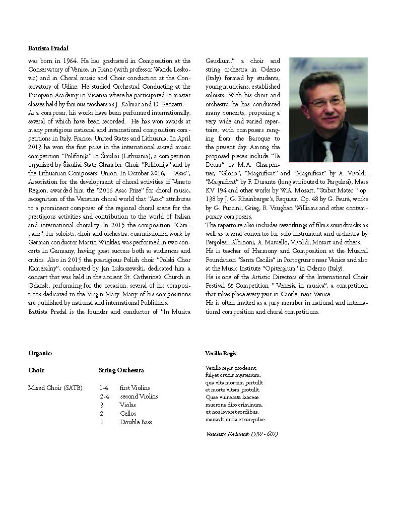 Battista Pradal: Vexilla Regis (SATB, Orchestra)