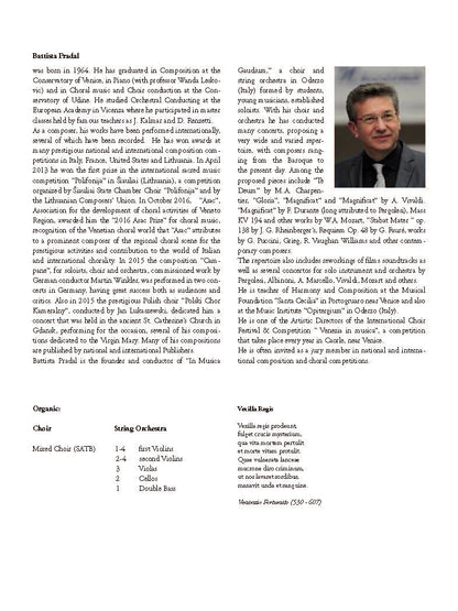 Battista Pradal: Vexilla Regis (SATB, Orchestra)