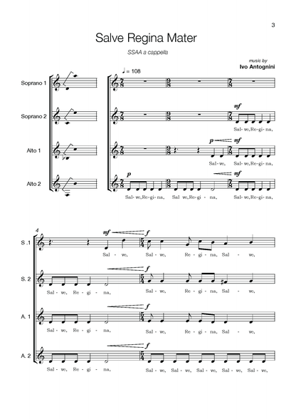 Ivo Antognini: Salve Regina Mater (SSAA)
