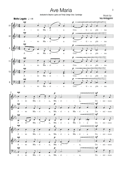 Ivo Antognini: Ave Maria (SSATTB)